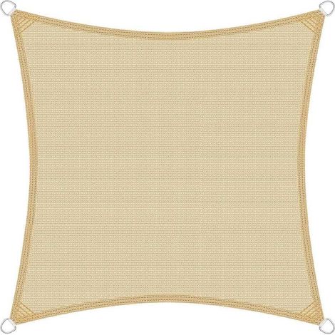 Rideau d'ombrage extérieur carré en PEHD 180 g/m2 avec Anneaux en Acier Inoxydable, Anti-UV, avec Sac, Toile de Soleil pour extérieur, Dimensions 3 x 3, 4 x 4 5 x 5 cm, Voile Ombre Jardin (1/5)
