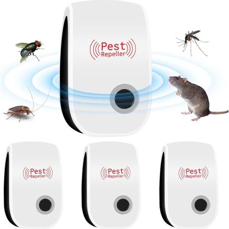 Répulsif électronique ultrasonique contre les rongeurs et les insectes (paquet de 4), idéal pour les moustiques, les rats, les araignées et plus encore. (1/5)