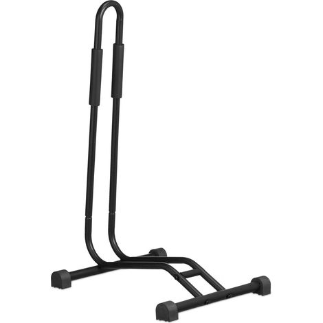Relaxdays Fahrradständer Boden, für Reifenbreite bis 2,5", Fahrrad Ausstellungsständer, Vorder- & Hinterrad, schwarz