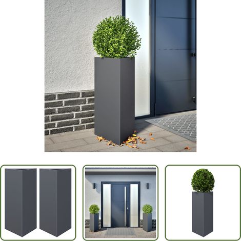 Jardinière en acier - Jardinières 2 pcs anthracite triangulaire 40x34,5x70 cm acier (1/5)