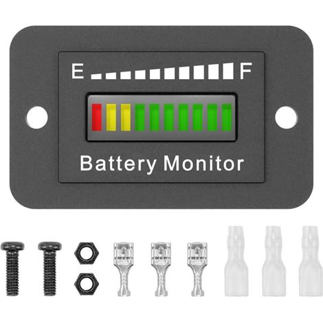 Indicateur de Batterie de Voiturette de Golf, Outil D'affichage Batterie, Noir, 9-80v 8v-70v, 2-2000ah, Abs, pour Voiturette de Golf et Chariot Élévateur, Mesure Précise (1/5)
