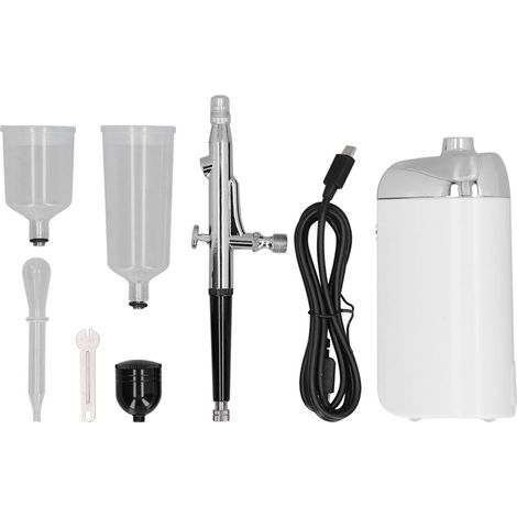 Kit Aérographe Sans Fil USB Léger Portable Mini Pistolet à Peinture Rechargeable pour Décoration de Gâteaux Manucure Blanc (1/5)