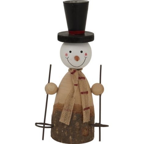 Large Rustic Snowman Christmas Decoration - Metal - L6 x W12 x H20 cm - Brown