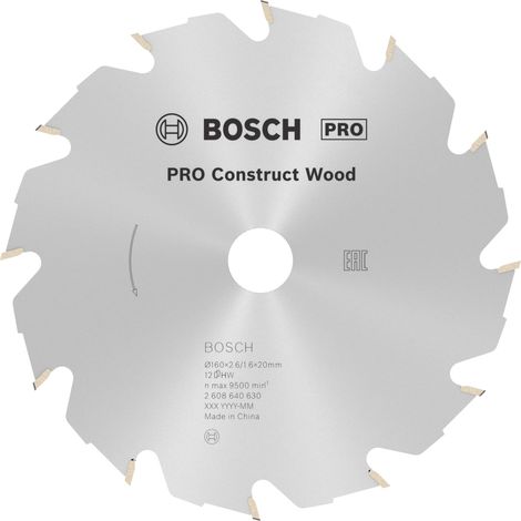 Bosch PRO Construct Wood Kreissägeblatt, 160 x 2,6 x 20 mm, T12
