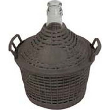 1PZ DAMIGIANA A BOCCA STRETTA IN VETRO VESTITA - lt.5 - bocca mm.28