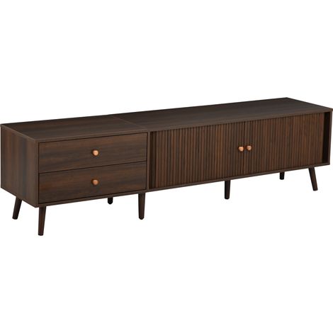Mobile TV 180 x 40 x 46,5 cm effetto noce con 2 cassetti e 2 ante a rullo (1/5)