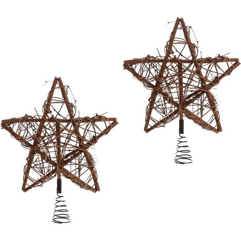 2 Pièces Étoile de Noël Décorative Lot pour Sapin de Noël Ornement Étoile à Cinq Branches Décoration de Sapin de Plusieurs Styles (1/5)