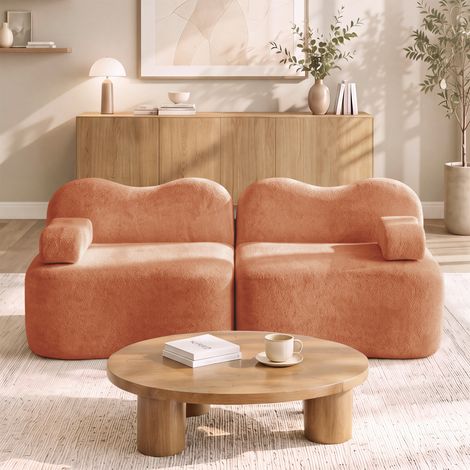 Canapé / salon de jardin, extérieur, terrasse, confort et déco, avec accoudoirs, coussins inclus, orange, confort salon, assise moelleuse design (1/5)