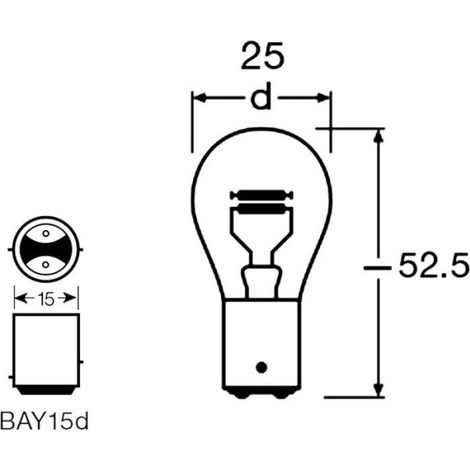 Ampoule Voiture BAY15D - 12 V - 21 W / 5 W - Feu Stop Feu Arrière - Lot de 10 (1/5)