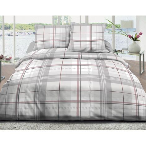 Housse de couette 220x240 + 2 taies Pur coton 57 fils - Bristol Rose (1/2)