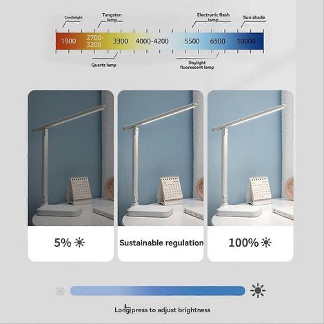 Lampe de bureau blanche de protection oculaire, lampe de bureau pliable tactile (1/5)