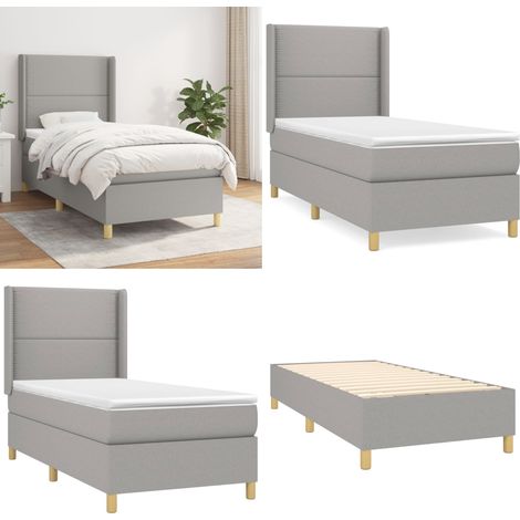 Boxspringbett mit Matratze Hellgrau 90x200 cm Stoff - Boxspringbett - Doppelbett - Bettenrahmen - Lattenrost - Matratze - Home & Living (1/5)