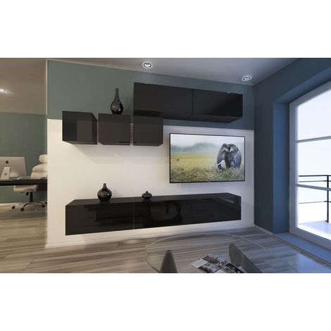 Ensemble meuble TV NEXT 273 AN273-17B-HG20-1B noir brillant 249 cm (1/2)