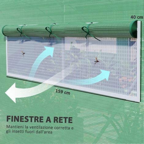 5,8 x 3 m Tunnelgewächshaus – Stahlrahmen mit PE-Folie für Pflanzen und Gemüse – Grün