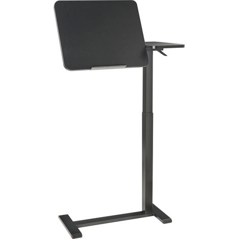 Escritorio de altura regulable manual para ordenador portátil oficina moderna 70 x 40 cm soporte de acero negro Schola (1/5)