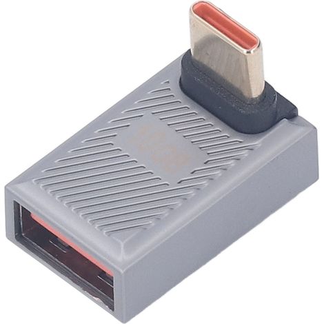 Adaptateur USB-C vers USB Femelle 10Gbps 120W Aluminium Angle Lumineux Convertisseur Charge et Transfert de Données (1/5)