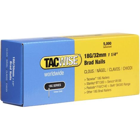 Tacwise 0398 18G 32mm Brad Nails Galvanised 5000 Pack - 181ELS 191 DGN50V Ranger
