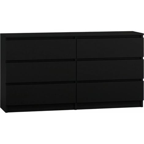 Kommode mit 6 schubladen 140cm matt schwarz Sideboard Bella (1/5)