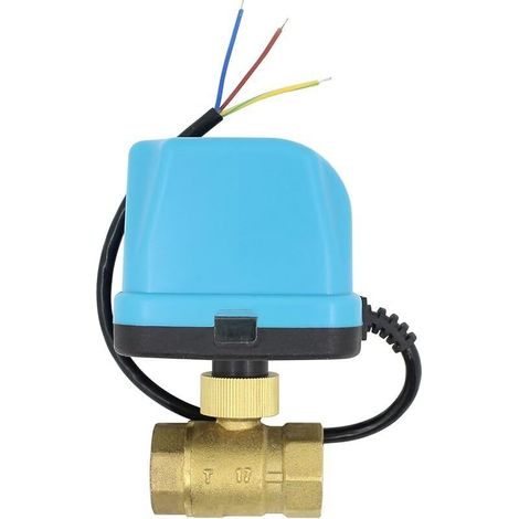 Válvula motorizada de 2 vías de 24 V CC, 1/2", 3/4", 1", 1-1/4", 1-1/2", válvula solenoide de bola de latón de 2 pulgadas, 24 V CC (DN20 (3/4")).