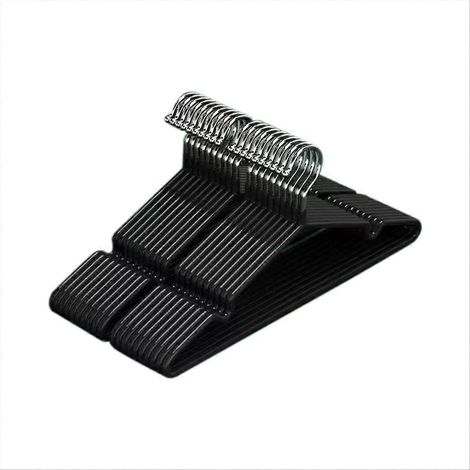 Schwarze, rutschfeste Kleiderbügel, griffiges Design, 10er-Pack, für Ankleidezimmer und Kleiderschränke (1/5)
