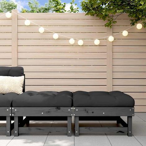 Gartenhocker mit Kissen 2 Stk. Grau Massivholz Kiefer (1/5)
