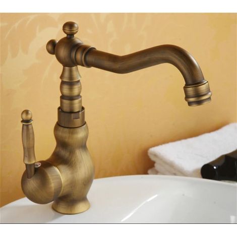 Waschbeckenarmatur, Antikbronze-Waschtischarmatur, Einhebel-Wasserhahn, Warm- und Kaltwasser (1/5)