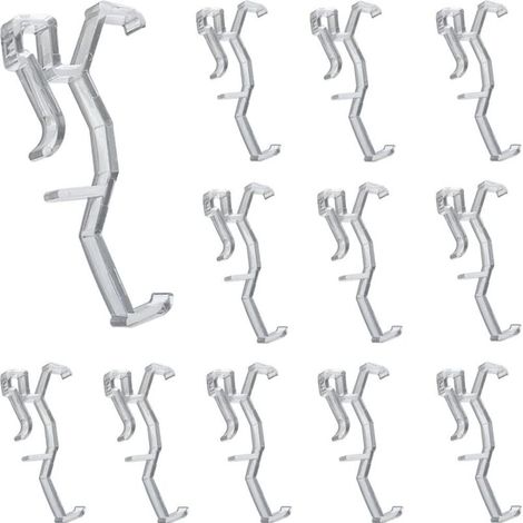 Lot de 12 clips de retenue cachés en plastique transparent de 6,3 cm pour cantonnière de fenêtre, pièces de stores horizontaux en faux bois et en bois (1/4)