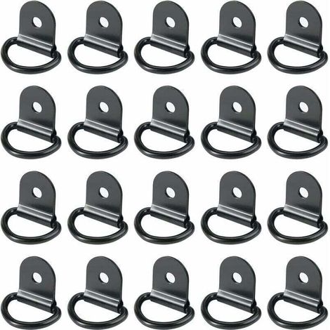 20 anneaux d'arrimage pliables ronds en acier inoxydable pour remorque avec verrou de charge pour véhicules (36 x 25 mm, noir) (1/4)