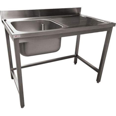 Plonge inox ECO 1 cuve égouttoir droite, sans tablette inférieure - Diverso