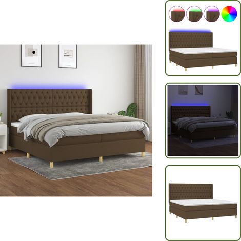 Sommier à lattes de lit matelas et LED Marron foncé 200x200 cm - Sommier Tapissier - Lit Plateforme - Lit Avec Rangement - Lit Design - Lit Moderne (1/5)