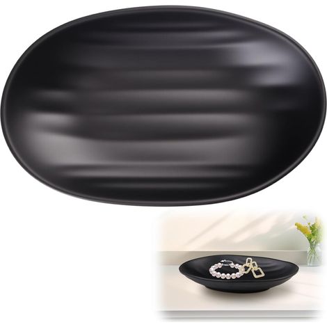 Plateau Ovale Noir 21x13 cm, Vide Poche Entree (1/5)