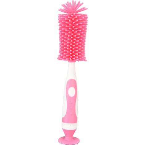 Brosse de Nettoyage pour Biberons en Silicone Doux - Rose (1/5)