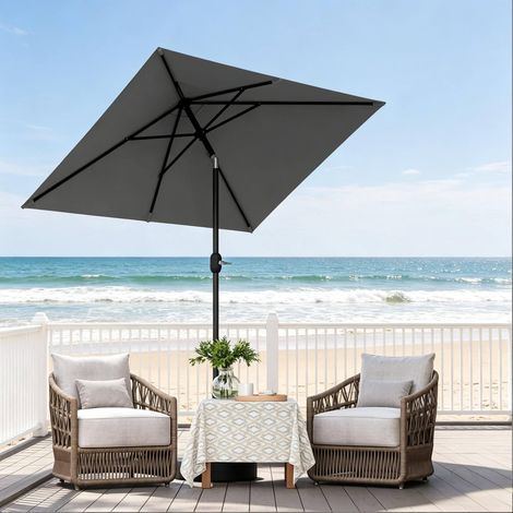 Parasol de balcon 206x135 cm avec sac de transport, inclinable et protection UPF 50+, en métal et polyester, gris foncé (1/5)