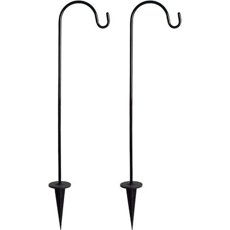 Confezione da 2 ganci da pastore, picchetto da giardino in metallo regolabile per impieghi gravosi con gancio per luci solari (1/4)