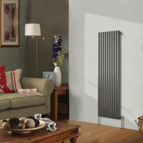 NRG Designer Radiator Oval Column Central Heating Anthracite Rads Vertical 1600x590mm Single