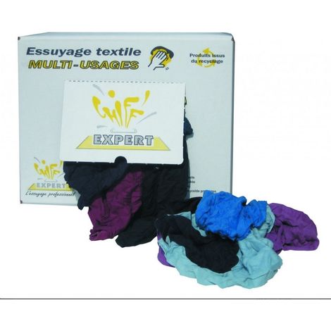 Topcar – Carton de 10 kg de chiffons multi-usages couleurs – Chiffons d'essuyage compressés – Pour nettoyage professionnel – Produit recyclé