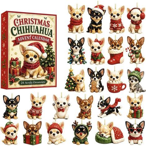 Weihnachts-Adventskalender mit Chihuahua, Überraschungsbox, Acrylfigur, Geschenkbox (1/5)