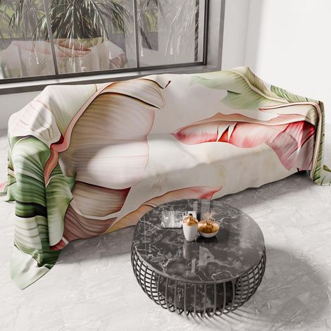 Drap de Protection en Microfibre Multi-Usage Anti-Taches 220x270 cm, Housse de Canapé, Couvre Lit, Couverture de Canape, Floral 25 191, 100% (1/5)