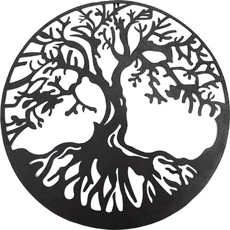 1 Décoration murale métal, arbre fleurs noir, pour jardin maison, signe artistique (1/5)