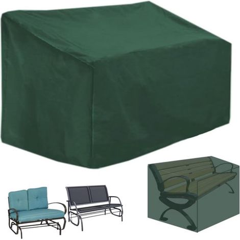 Telo di copertura monopezzo per panchina da giardino - Telo impermeabile 210D per sedia e tavolo a 2 posti per patio (verde, 135x66x89 cm) (1/5)