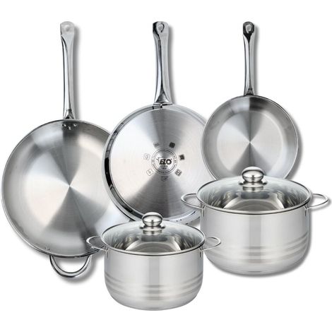 Ensemble de 3 Poêles de cuisson 24, 28 et 32 cm et 2 faitouts 20 et 24 cm Elo Profi Brillant (1/5)