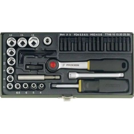 Proxxon 23070 Juego de llaves con carraca 39 piezas ergonómico