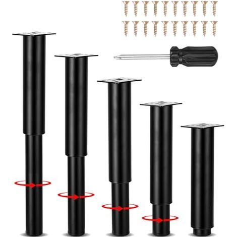 5 Stück Universelle, Verstellbare Bettfüße, Höhenverstellbar für 18-34 cm mit Schrauben und Schraubendreher, Bettgestellstützfüße, Verbindungsfüße, Füße für Couchtische, Sofafüße (1/5)