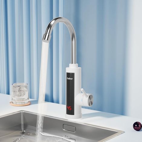 1 Robinet électrique 3,3 kW, chauffe-eau instantané 230 V, écran numérique 30-45 °C, pivotant 360 °, cuisine (1/5)