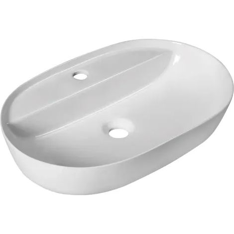 Lavabo da appoggio in ceramica bianca con foro rubinetteria modello ventus 60 60,5x40,5x13,5  cm BARBOTTINA