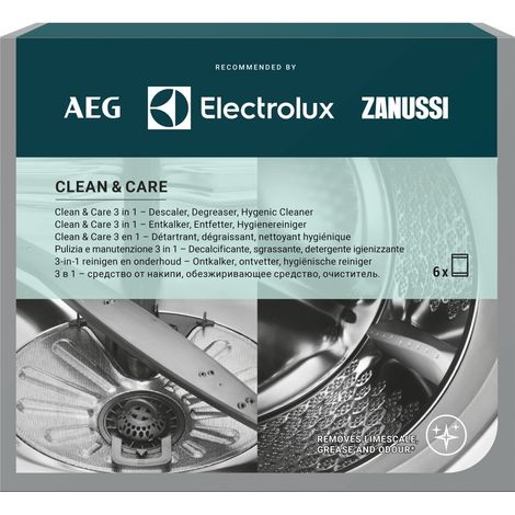 Clean & Care 3 en 1 - Descalcificador, Desengrasante, Limpiador Higiénico (Pack de 6)