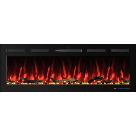 Parrot Uncle Smart Elektrokamin 127 cm, Einbaukamin und Wandkamin mit App- und Sprachsteuerung, Alexa, Google Home, 169 Flammenkombinationen, 750/1500 W Heizung, Thermostat