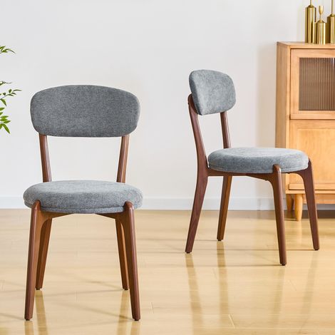 Ensemble de deux chaises de salle à manger, en lin, confortables et avec coussin d'assise, de style médiéval moderne, idéal pour les salles à manger et les cuisines. (1/5)