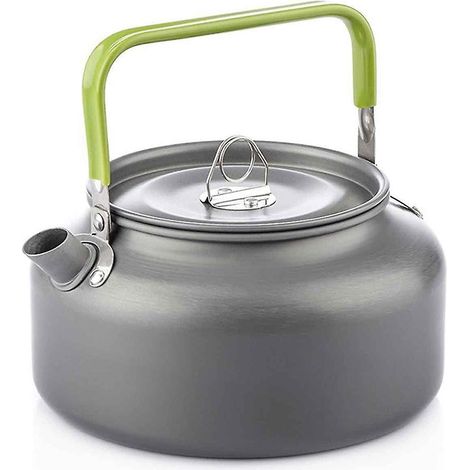 Bouilloire portable 1,6L en alliage d'aluminium pour thé, café, camping extérieur