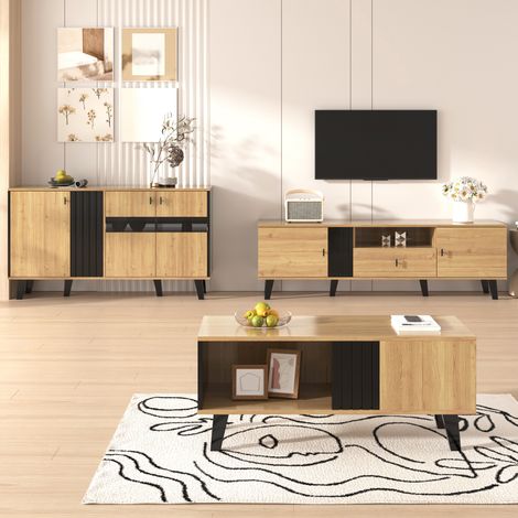 Mueble TV, aparador y mesa centro 3 piezas HAVRYA (1/5)